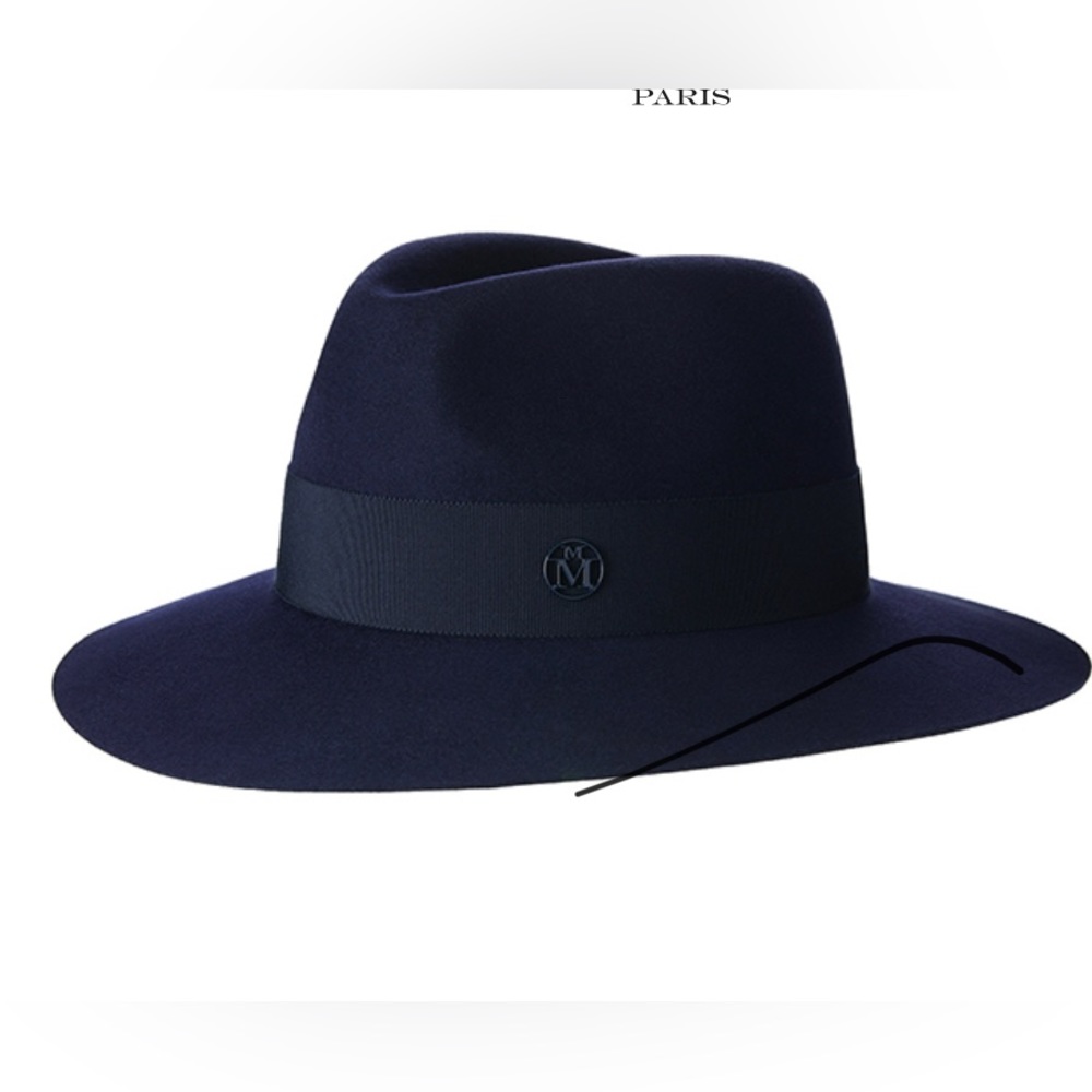 Maison Michel Paris Henrietta Navy felt fedora hat Size M
